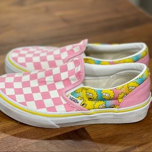 Lisa Simpson Pink Checkered Slip On Vans Sz 2 Simpsons